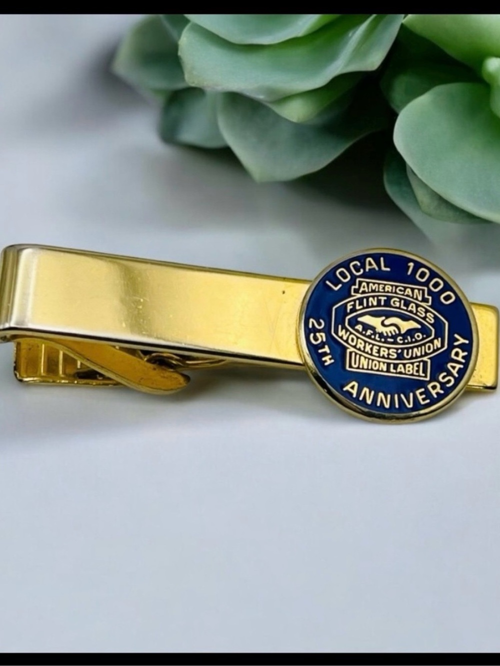 Local 1000 American Flint Glass Workers Union Label 25th Anniversary Tie Clip